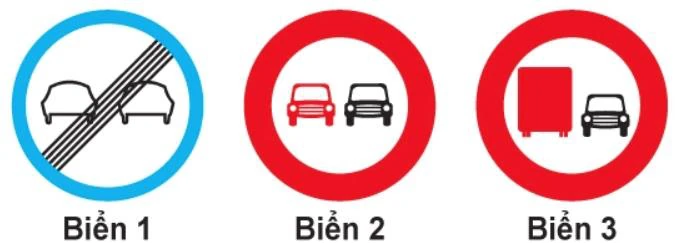 Hình minh họa câu 308: Biển nào cho phép xe ô tô con được vượt?