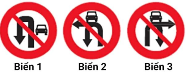 Hình minh họa câu 320: Biển nào dưới đây cấm xe ô tô rẽ trái và quay đầu?