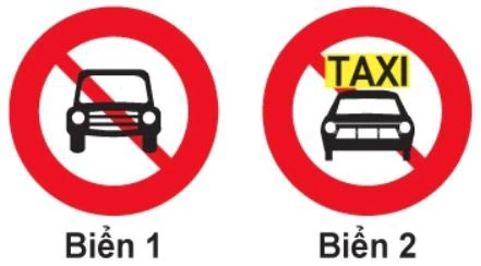 Hình minh họa câu 321: Biển nào cấm xe taxi mà không cấm các phương tiện khác?