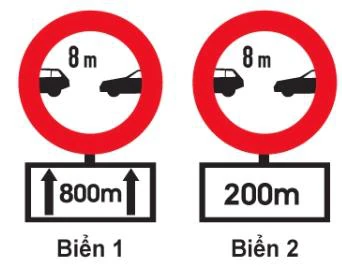 Hình minh họa câu 352: Biển nào báo hiệu chiều dài đoạn đường phải giữ cự ly tối thiểu giữa hai xe?