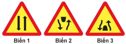 Hình minh họa câu 394: Biển nào báo hiệu "Kết thúc đường đôi"?