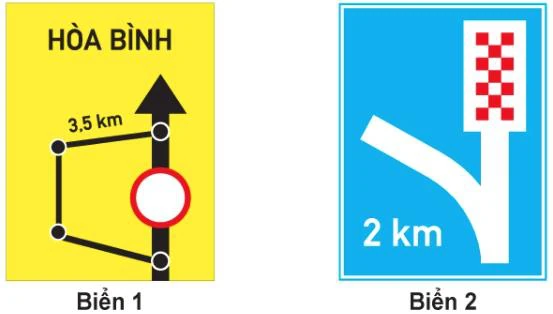 Hình minh họa câu 399: Biển nào chỉ dẫn cho người tham gia giao thông biết vị trí và khoảng cách có làn đường cứu…