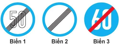 Hình minh họa câu 435: Trong các biển dưới đây biển nào là biển "Hết tốc độ tối đa cho phép"?