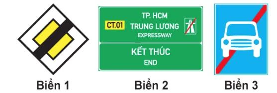 Hình minh họa câu 464: Biển nào báo hiệu kết thúc đường cao tốc?