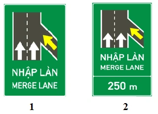 Hình minh họa câu 466: Biển nào chỉ dẫn nhập làn xe?