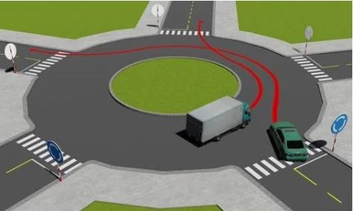 Hình minh họa câu 491: Xe nào phải nhường đường trong trường hợp này?