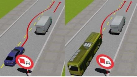 Hình minh họa câu 513: Xe nào vượt đúng quy tắc giao thông?