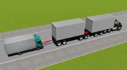 Hình minh họa câu 515: Xe kéo nhau như hình này có vi phạm quy tắc giao thông không?