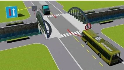 Hình minh họa câu 516: Xe nào phải nhường đường trong trường hợp này?