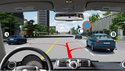 Hình minh họa câu 557: Người lái xe dừng tại vị trí nào là đúng quy tắc giao thông?